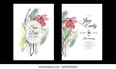 Set von Hochzeit Einladung, florale Einladung, danke, rsvp rustikale Karte Design mit Goldfolie Dekoration. Moderne Vorlage, modisches Cover, grafisches Poster, Retro-Broschüre, Designvorlage