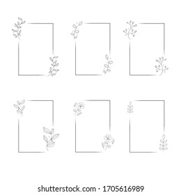 set wedding invitation frame floral illustration