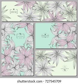 Set wedding invitation frame with flowers.