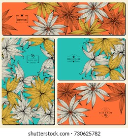 Set wedding invitation frame with flowers.