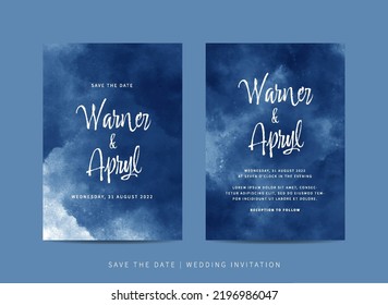 Set of wedding invitation template with abstract watercolor