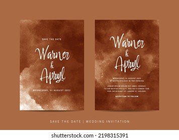 Set of wedding invitation template with abstract watercolor