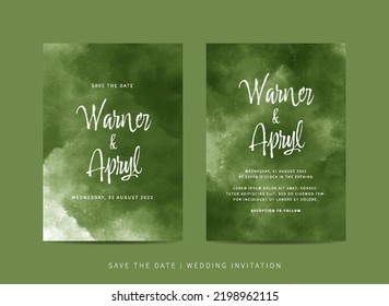 Set of wedding invitation template with abstract watercolor