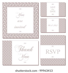 A set of wedding invitation templates.