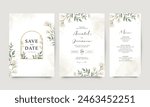 Set of wedding invitation templates with flowers and leaves