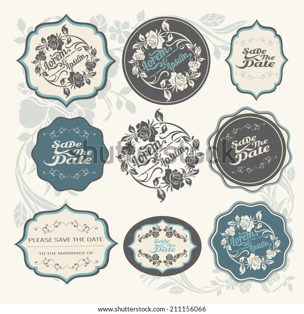 Set of\
wedding invitation vintage design\
elements