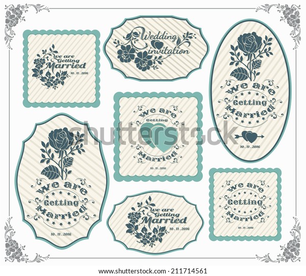 Set of\
wedding invitation vintage design\
elements