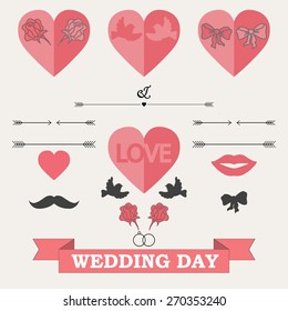Set of wedding invitation vintage elements