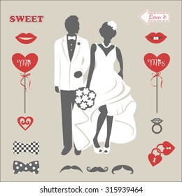Set of wedding invitation vintage elements 3