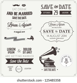 Set of wedding invitation vintage typographic design elements