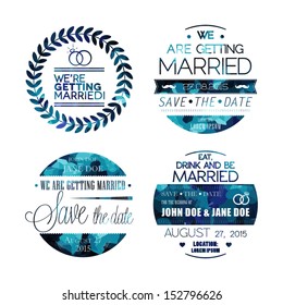 Set of wedding invitation vintage typographic design elements