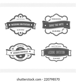 Set of wedding invitation vintage typographic design elements