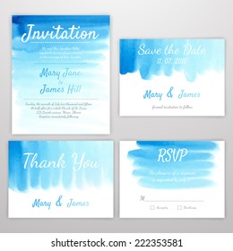 Set of Wedding Invitation with watercolor background