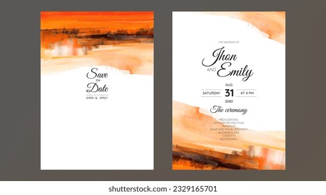 Set of Wedding Invitation, watercolor textures and fake gold splashes for a luxurious touch