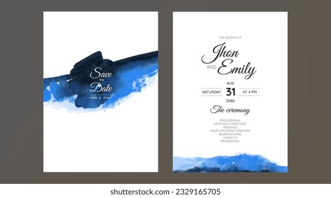 Set of Wedding Invitation, watercolor textures and fake gold splashes for a luxurious touch