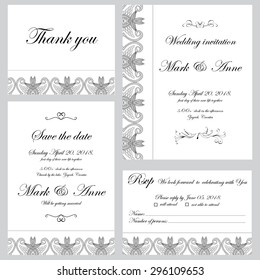 Set of wedding invitations and announcements 