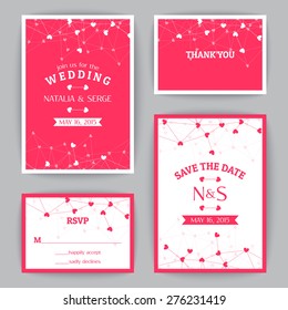Set of wedding invitations and announcements. Vector illustration