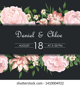 set of wedding invitations with Calla flowers and green leaves. rsvp is a modern art design. natural, Botanical, elegant vector illustration
