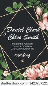 set of wedding invitations with Calla flowers and green leaves. rsvp is a modern art design. natural, Botanical, elegant vector illustration
