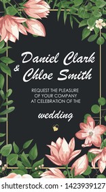 set of wedding invitations with Calla flowers and green leaves. rsvp is a modern art design. natural, Botanical, elegant vector illustration
