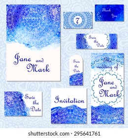 Set of wedding invitations. Wedding cards template with individual concept. Design for Save the Date, valentines day, invitations, mothers day.