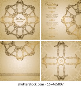 Set of wedding invitations. Seamless background              