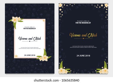 Set of Wedding Invitations tamplate with doodle elements on a background. Save the date cards. Vector illustration