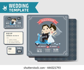 Set of Wedding Invitations Template.
Vector Illustration. modern design.