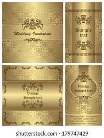 Set of wedding invitations. Vintage decorative border. Seamless background, pastel colors    