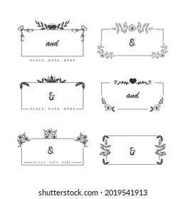 Set of wedding monograms collection design isolated