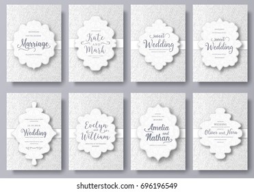 Set of wedding ornament concept. Art traditional, magazine, book, poster, abstract, element. Vector layout decorative ethnic greeting card or invitation design background.