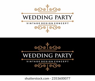 Set of Wedding ornament headline vintage icon  vector design template