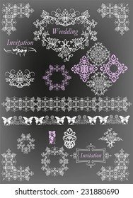 Set of wedding ornaments and decorative elements