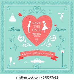 Set of wedding ornaments and decorative elements