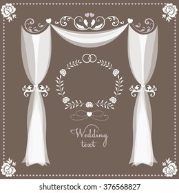 Set of wedding ornaments and decorative elements, vintage banner, ribbon, labels, frames, badge, stickers. Vector love element.