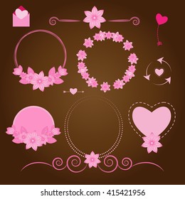 Set of wedding ornaments and decorative elements