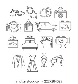 Set Of Wedding Outline Icon