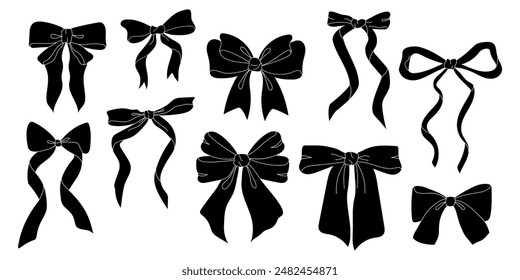 set wedding party Black Bow Silhouettes