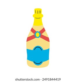 set wedding party Cartoon Champagne Bottle Illustration