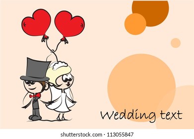 Set of wedding pictures, bride and groom in love, the vector