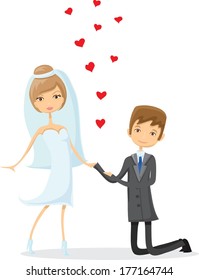 Set of wedding pictures, bride and groom in love, the vector 