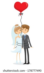 Set of wedding pictures, bride and groom in love, the vector