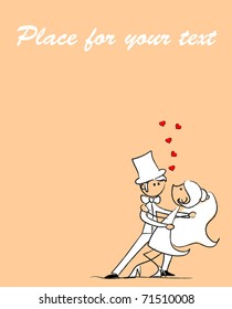 set of wedding pictures, bride and groom, vector
