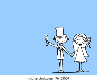 set of wedding pictures, bride and groom in love, the vector
