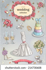 A set of wedding romantic items 