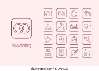 Set of wedding simple icons