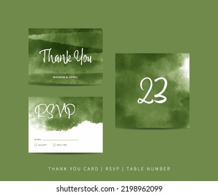 Set of wedding stationery with abstract watercolor