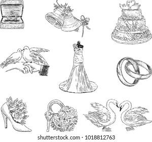 Set of the wedding symbols