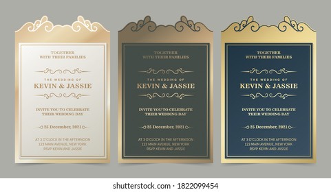 set wedding template cut invitation design template
