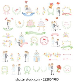 Set of wedding template design elements for invitation cards